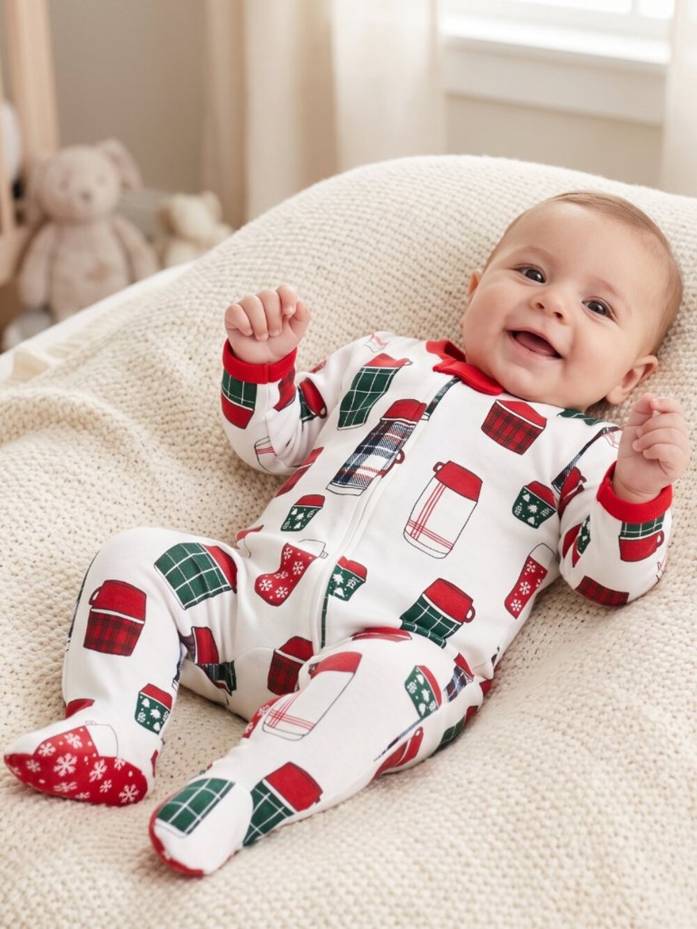 NWT | Honest Baby Organic Cotton Thermal Print Footed Sleeper Zipper Hand Cover